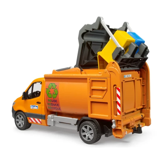 Bruder MB Sprinter Municipal smetiarske auto s funkčnými prvkami a smetnými košmi v mierke 1:16