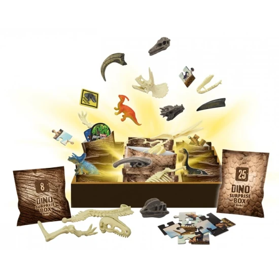 Sada Dino s prekvapením obsahuje 25 balíčkov rôznych predmetov.