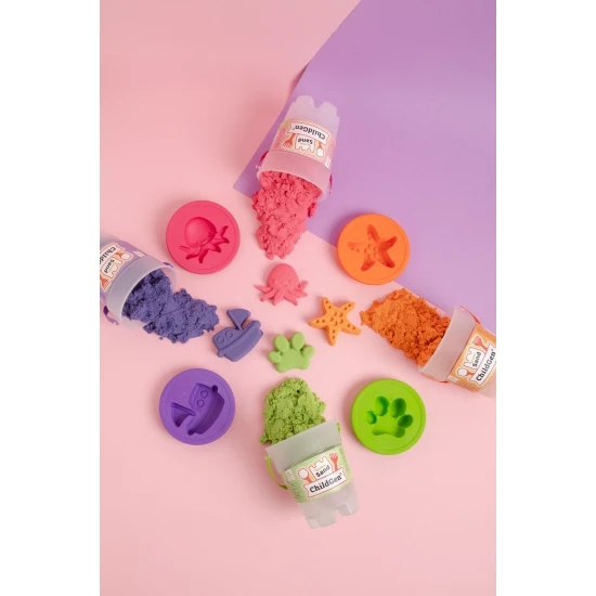 ChildGen Magický piesok vo vedierku Pink 500 g – prírodný, antibakteriálny a voňavý kinetický piesok pre deti.