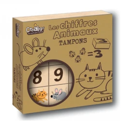 Drevené pečiatky Zvieratá a čísla 15 ks