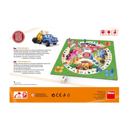 Tatro nezlob se – detská spoločenská hra s autíčkom Tatra, hrací plán, obrázková kocka