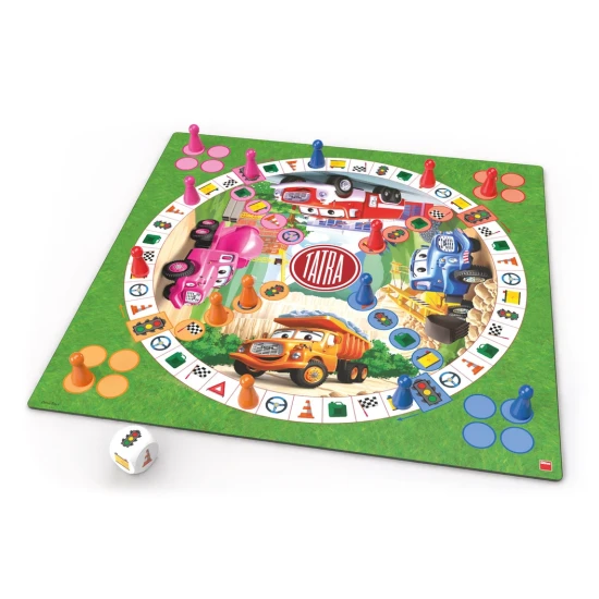 Tatro nezlob se – detská spoločenská hra s autíčkom Tatra, hrací plán, obrázková kocka