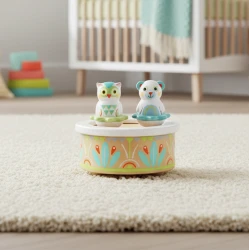 Drevená hracia skrinka Medveď a sova