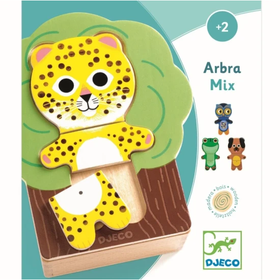 Sada šiestich trojdielnych puzzle v drevenej škatuli s tvarovaným vekom.