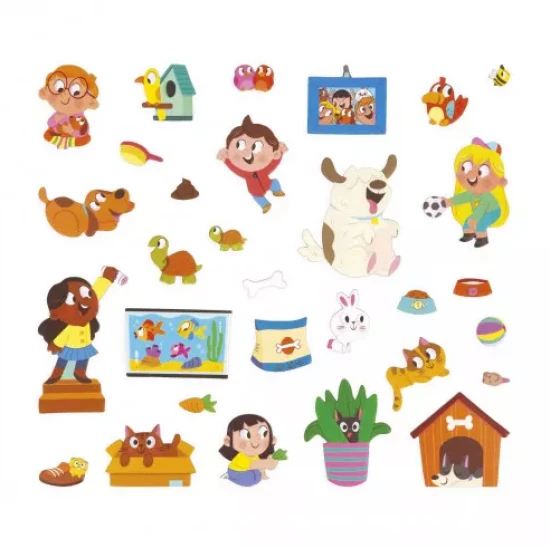 Magnetické príbehy pre deti s domácimi miláčikmi od Janod.