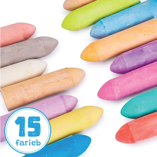 Jarmelo chodníkové kriedy – 20 ks,15 farieb, netoxické, umývateľné, ideálne pre deti