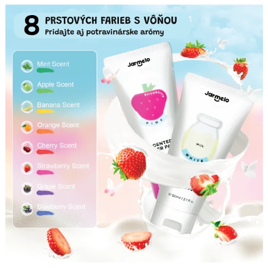 Jarmelo prstové farby s vôňou – sada 8 farieb s príjemnými vôňami, netoxické a umývateľné