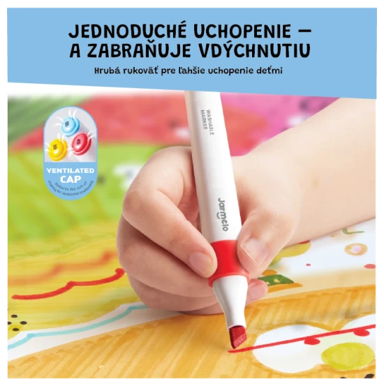 Jarmelo obojstranné fixky v prenosnom boxe – 24 farieb, štetec a hrubý hrot, netoxické a umývateľné