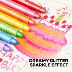 Jemné voskovky Umývateľné Glitter 24 ks