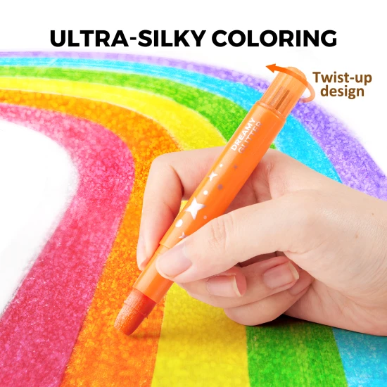 Trblietavé Farebné jemné umývateľné voskovky pre deti v praktickom boxe – 24 kusov