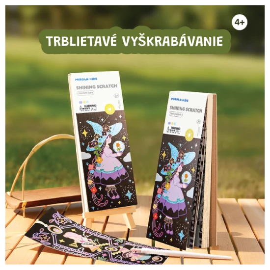 Jarmelo Trblietavé vyškrabávanie Starlight Girls – sada 25 obrázkov, škrabadlo a štetec pre deti