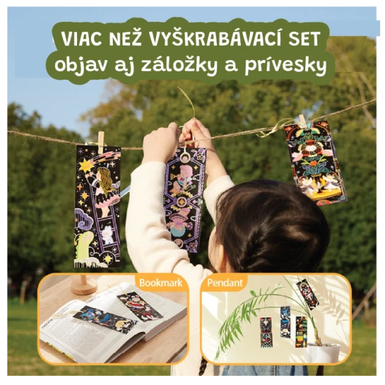 Jarmelo Trblietavé vyškrabávanie Starlight Girls – sada 25 obrázkov, škrabadlo a štetec pre deti