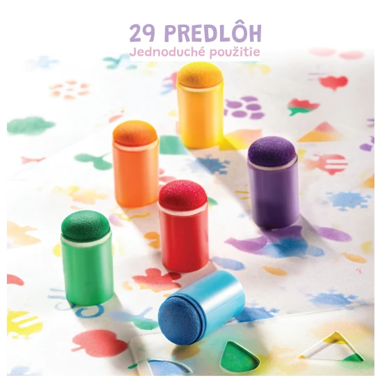 Jarmelo prstové farby so šablónami – 6 farieb, netoxické a umývateľné