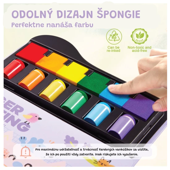 Jarmelo prstové farby so šablónami – 6 farieb, netoxické a umývateľné