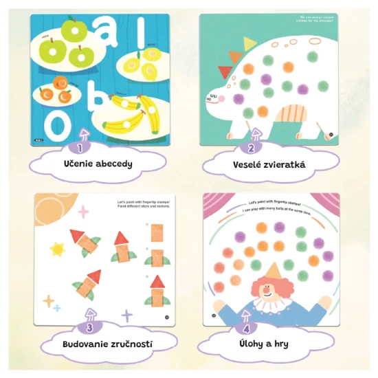 Jarmelo prstové farby so šablónami – 6 farieb, netoxické a umývateľné