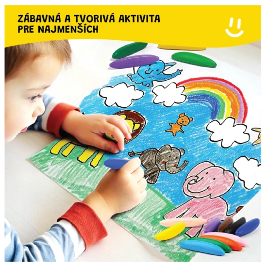 Jarmelo voskovky v tvare banánu – 24 ks, farebné, netoxické a ideálne pre malé detské ručičky