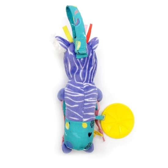 Hrkálka zvonkohra s plyšovou zebrou so senzorickými prvkami