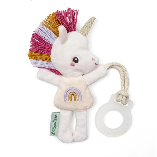 Svietiaci Jednorožec s hryzátkom – plyšová hračka pre bábätká