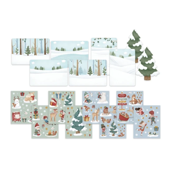 Little Dutch vianočná sada so samolepkami na tvorenie vianočných pohľadníc
