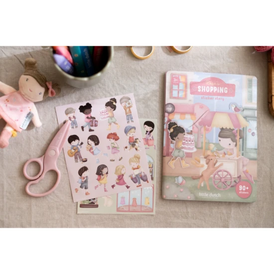 Kniha so samolepkami Little Dutch Nakupovanie Rosa pre deti