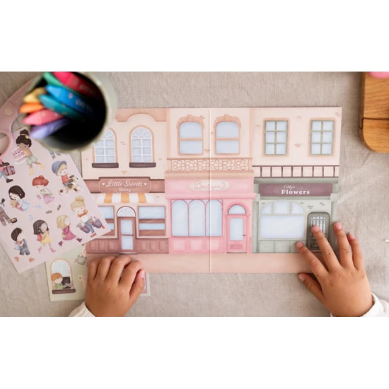 Kniha so samolepkami Little Dutch Nakupovanie Rosa pre deti