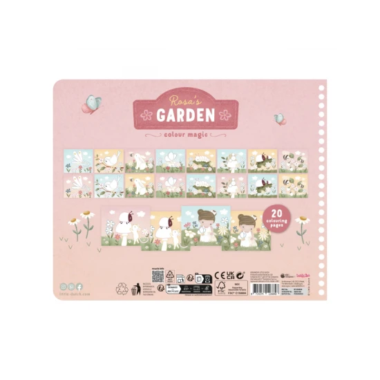 Omaľovánky s pastelkami Little Dutch Záhrada Rosa pre deti