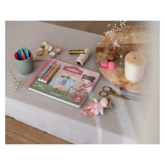 Omaľovánky s pastelkami Little Dutch Záhrada Rosa pre deti