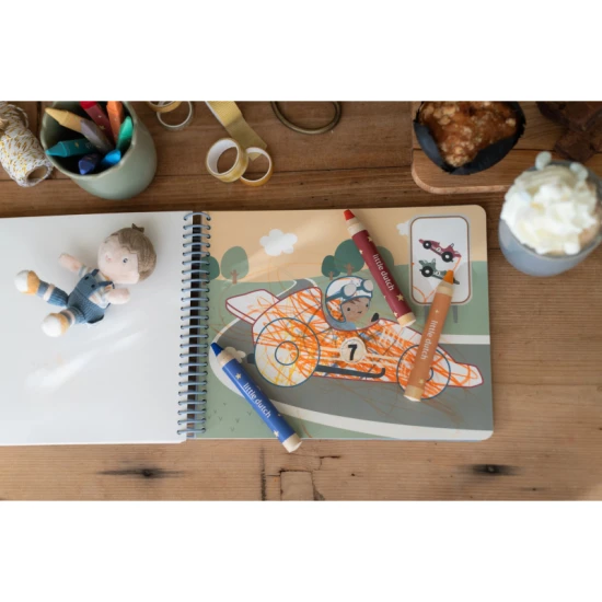 Omaľovánky s pastelkami Little Dutch Doprava Jim pre deti