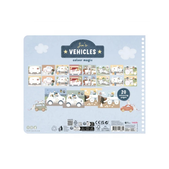 Omaľovánky s pastelkami Little Dutch Doprava Jim pre deti