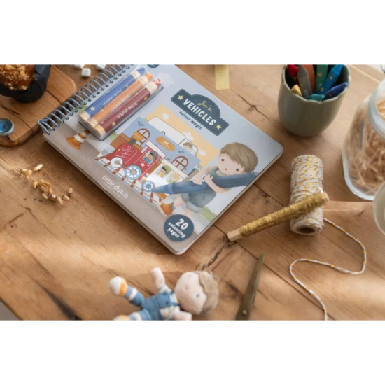 Omaľovánky s pastelkami Little Dutch Doprava Jim pre deti