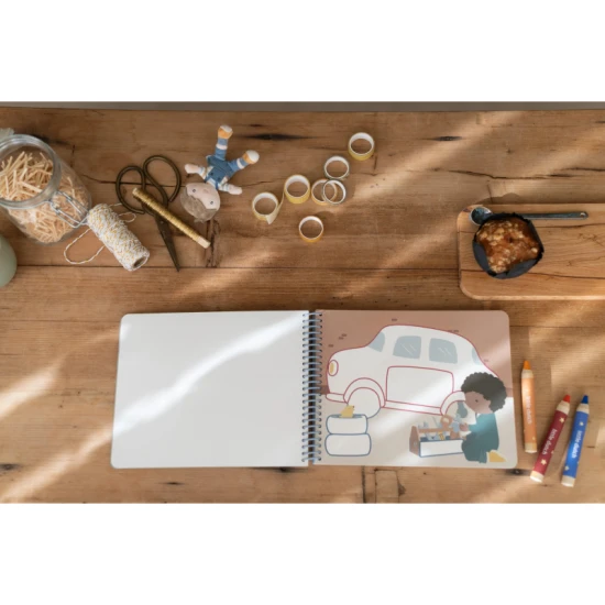 Omaľovánky s pastelkami Little Dutch Doprava Jim pre deti