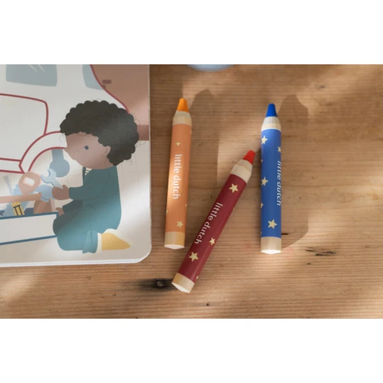 Omaľovánky s pastelkami Little Dutch Doprava Jim pre deti