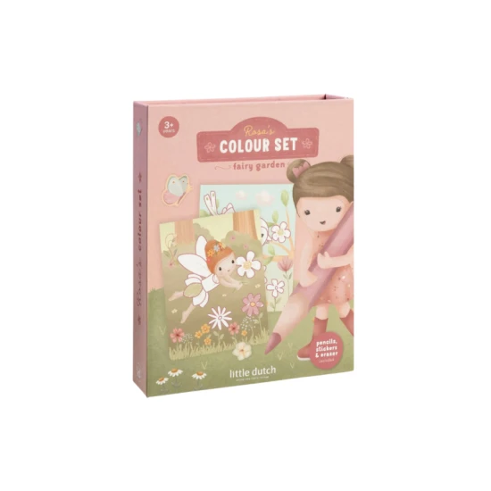 Omaľovánky s pastelkami a samolepkami Rosa Fairy Garden