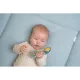 Modrá hrkálka s dvoma otáčajúcimi sa guličkami.