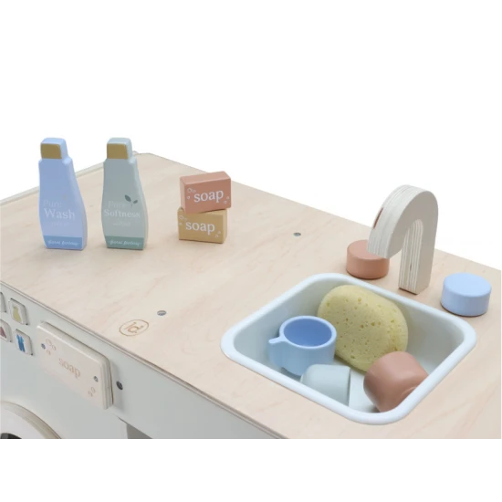 Little Dutch Drevená práčka a drez pre deti – realistický set pre hru na domácnosť
