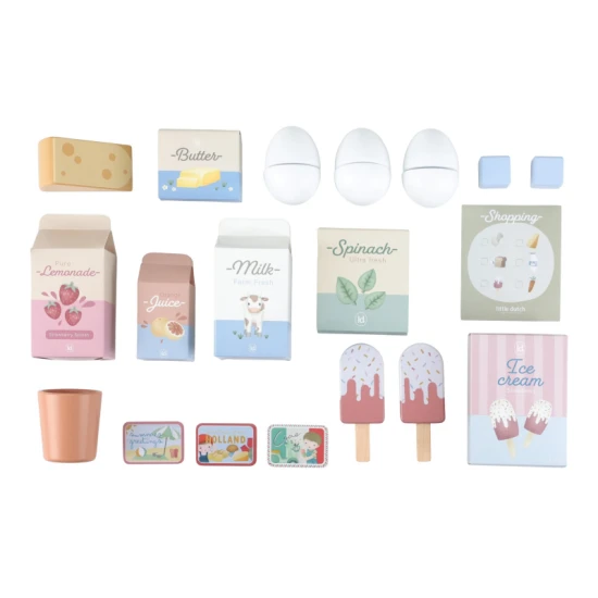 Drevená chladnička Little Dutch pre deti – realistická hračka do kuchyne s mrazničkou a výrobným ľadom