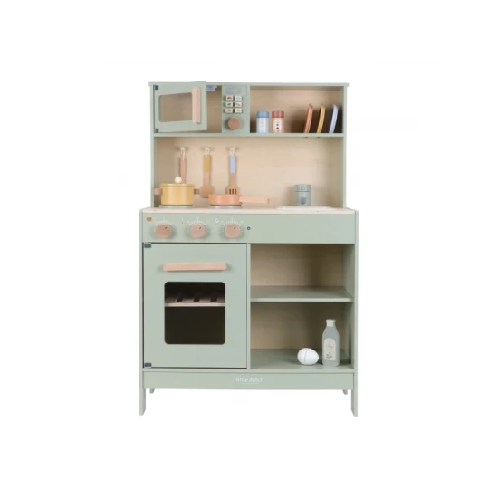 Drevená kuchynka Little Dutch Mint pre deti – realistická hračka na varenie a pečenie s doplnkami