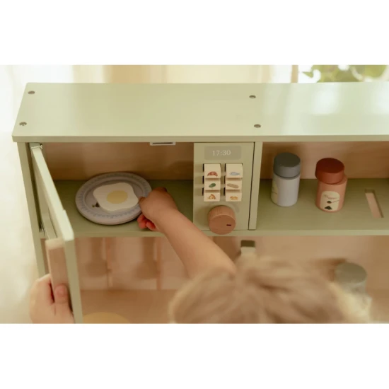 Drevená kuchynka Little Dutch Mint pre deti – realistická hračka na varenie a pečenie s doplnkami