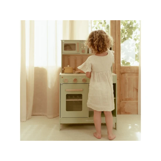 Drevená kuchynka Little Dutch Mint pre deti – realistická hračka na varenie a pečenie s doplnkami