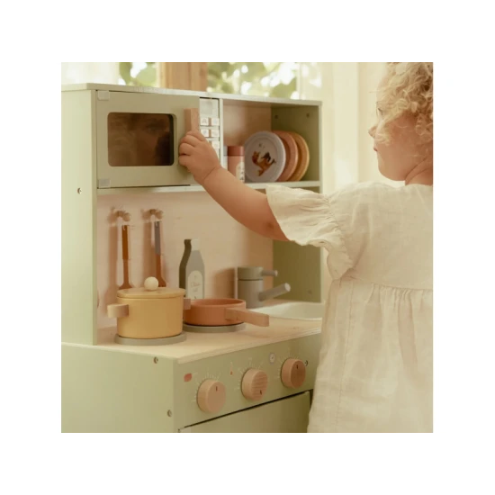 Drevená kuchynka Little Dutch Mint pre deti – realistická hračka na varenie a pečenie s doplnkami