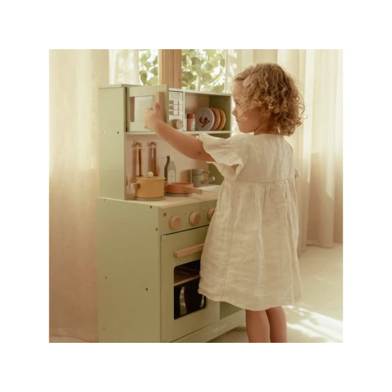 Drevená kuchynka Little Dutch Mint pre deti – realistická hračka na varenie a pečenie s doplnkami