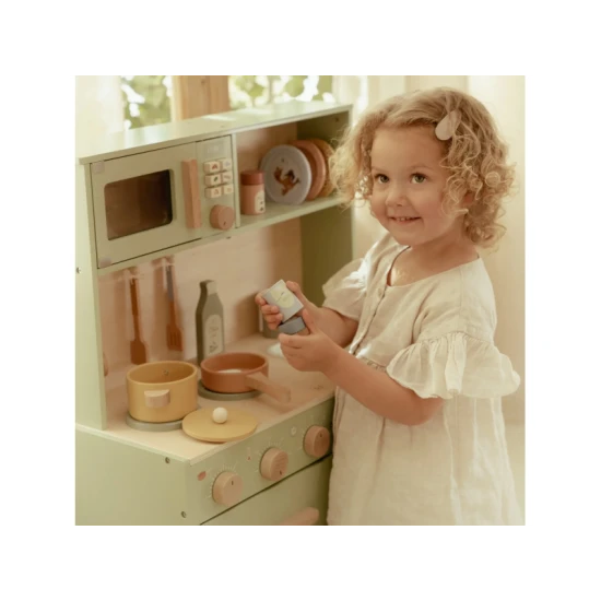 Drevená kuchynka Little Dutch Mint pre deti – realistická hračka na varenie a pečenie s doplnkami