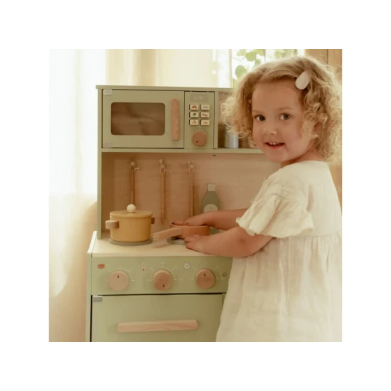 Drevená kuchynka Little Dutch Mint pre deti – realistická hračka na varenie a pečenie s doplnkami
