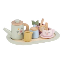 Čajový set drevený s kvetinovou potlačou