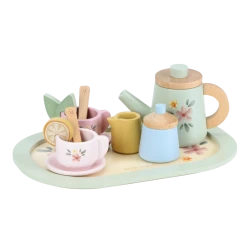 Čajový set drevený s kvetinovou potlačou