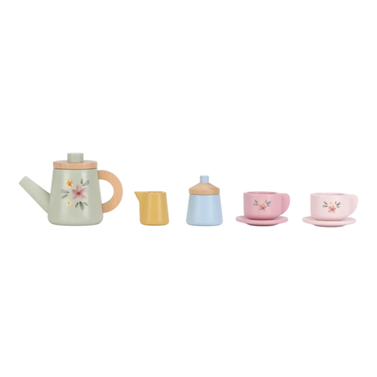 Čajový set drevený s kvetinovou potlačou