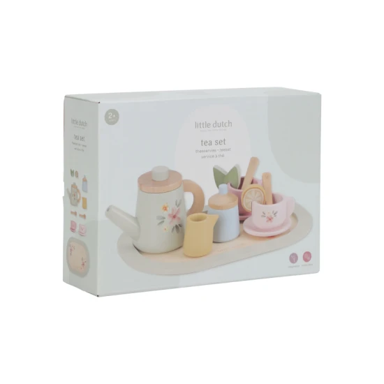 Čajový set drevený s kvetinovou potlačou