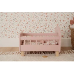 Postieľka pre bábiky drevená s perinkou Pink