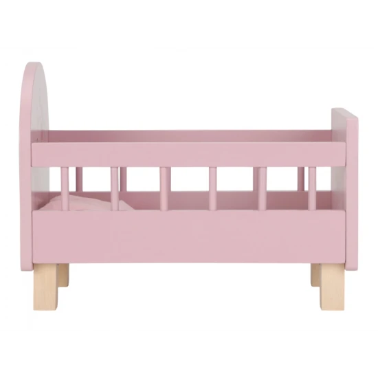 Postieľka pre bábiky drevená s perinkou Pink