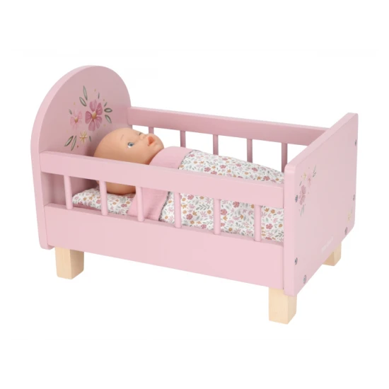 Postieľka pre bábiky drevená s perinkou Pink